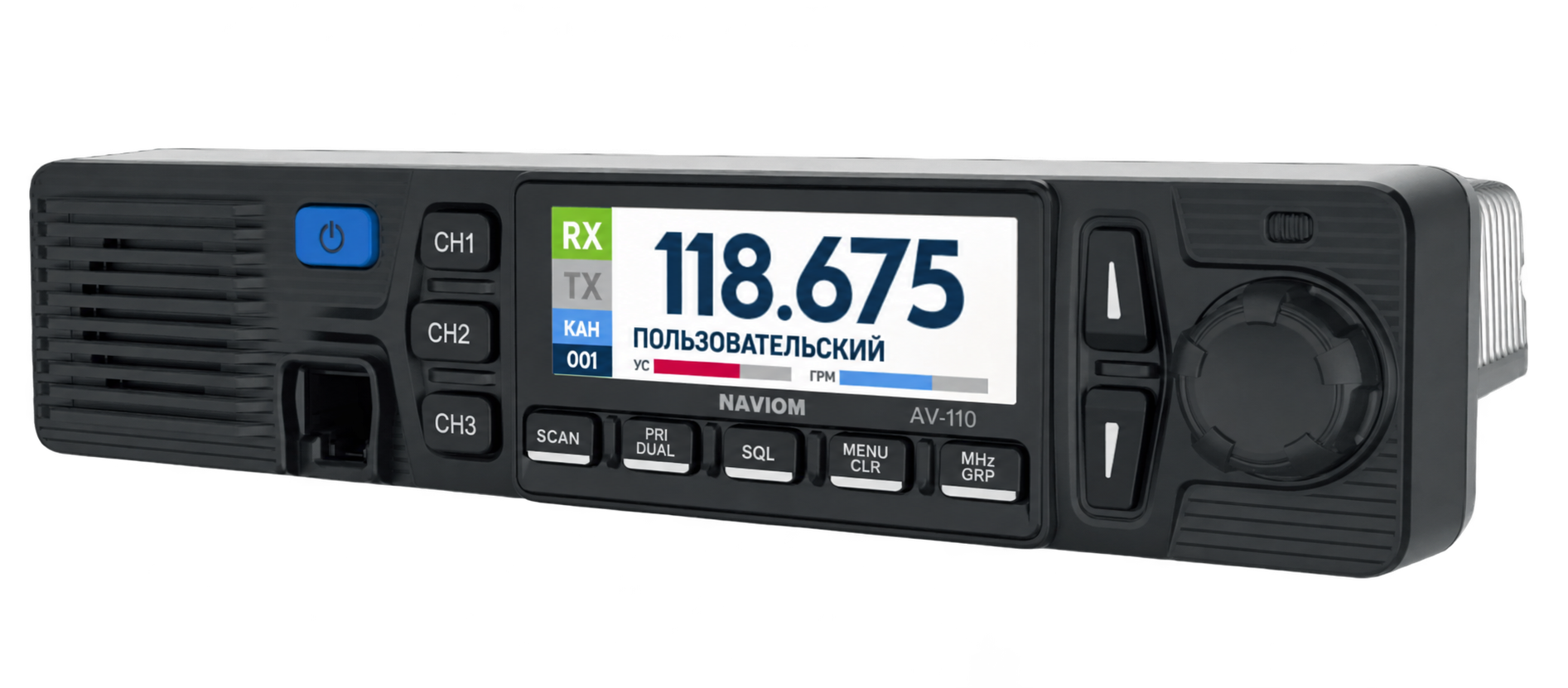 NAVIOM AV-110 — авиационная УКВ-радиостанция, вид спереди